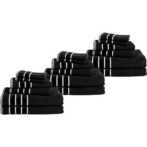 Lavish Home 12pc Gray Cotton Bath Towel Set, Black