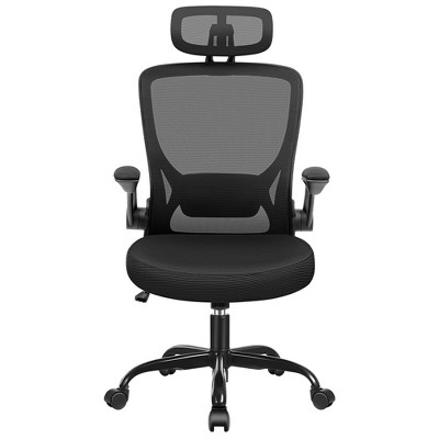 KERDOM Ergonomic Office Chair, Breathable Mesh Desk Chair with Headrest and Flip-up Arms for Office, Black