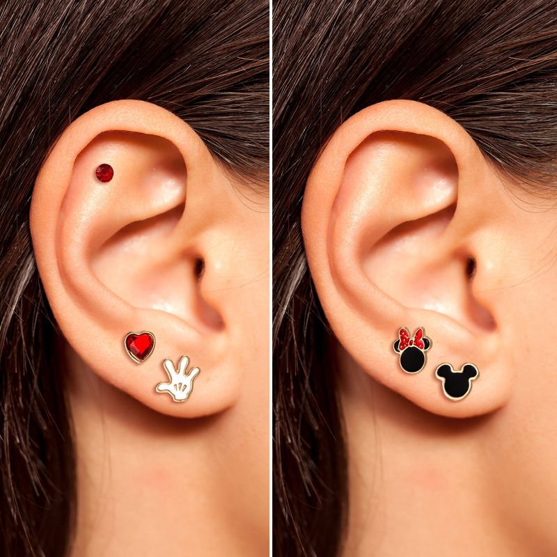 Disney Mickey and Minnie Mouse Fashion Stud Earring Set - 3/4/5 Pairs Per Set, 2 of 5