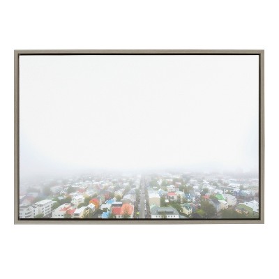 Kate and Laurel Sylvie Foggy Cityscape Framed Canvas by Alicia Abla