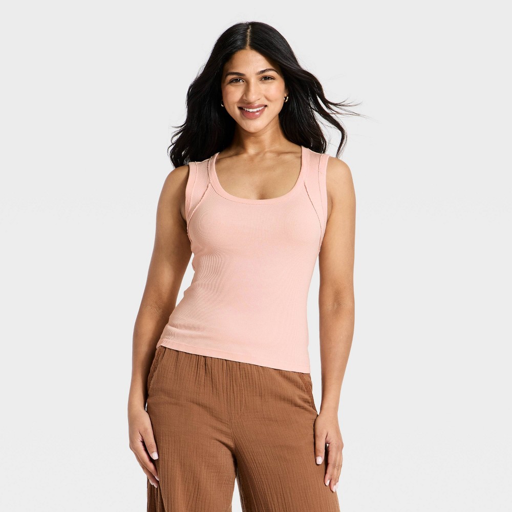 Women's Raw Edge Tank Top - Universal Thread™ Pink S