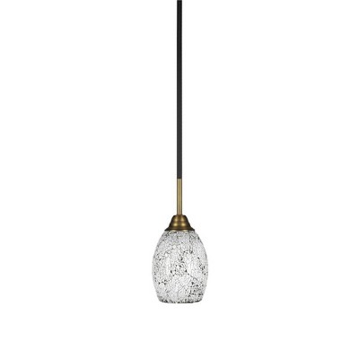 Toltec Lighting Paramount 1 - Light Pendant in  Matte Black/Brass with 5" Black Fusion Shade