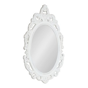 Kate & Laurel All Things Decor 20"X32" Pietra Carved Wall Mirror White - 1 of 4