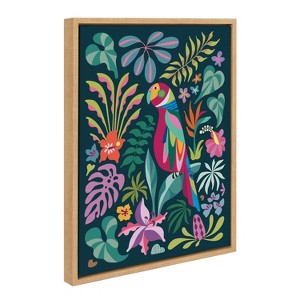 Kate & Laurel All Things Decor 18"x24" Sylvie Tropical Parrot Wall Art by Rachel Lee: Mid-Century Modern Canvas - 1 of 4