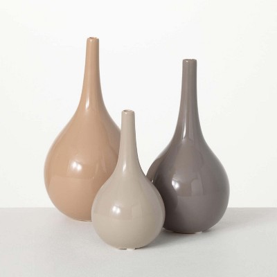 Sullivans Ceramic Vase Set of 3  10"H  9"H & 7"H