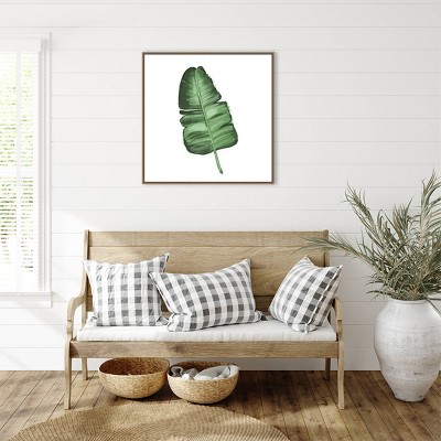 Leaves of the Tropics I Green Canvas Print with Bronze Frame