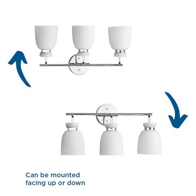 Lexie Polished Chrome 3-Light Vanity with Opal Glass Shades