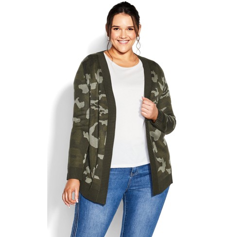 Plus size shop camouflage cardigan