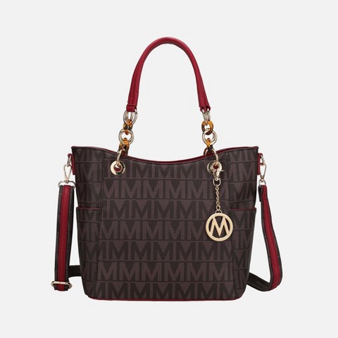 MKF Collection Kissaten Milan “M” Signature Tote Faux Leather Shoulder Bag for Women by Mia K - Red