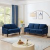 Modern Velvet Accent Chair, 1/2/3-Seat Sofa with Scooped Armrest & Wooden Legs, Upholstered Armchair for Living Room, Bedroom, in Black, Taupe, Blue - 4 of 4