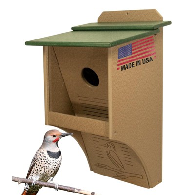 JCS Wildlife Northern Flicker Bird House – Recycled Poly Lumber – Ventilated Nest Box with Clean-Out – Made in USA