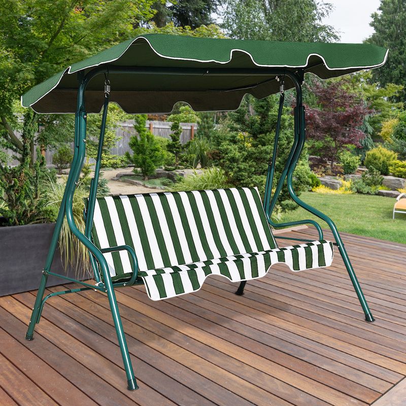 Tangkula 3-Seats Outdoor Glider Hammock with Adjustable Waterproof Canopy Aluminum Frame Patio Swing Chair, 3 of 11