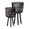 Sagebrook Home 19"/23" Set of 2 Bamboo Wood Planters on Stands, Indoor Outdoor, Black, Tri-Footed Wicker Bamboo Planters Baskets for Garden, Patio, - 4 of 4