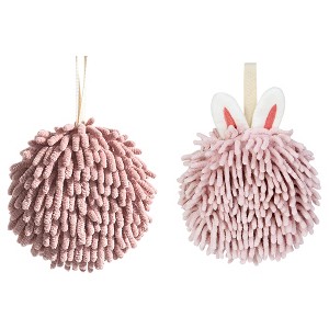 REGALWOVEN 2 Pcs Comfortable Soft Absorbent Chenille Fuzzy Hand Towels - 1 of 4