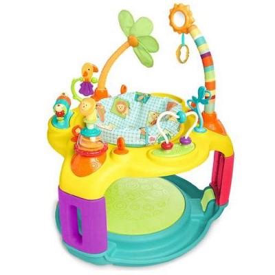 Bright Starts Springin' Safari Bounce A Round 12 Activity Toy Infant Play Center Chair w/ Adjustable Height & Bouncer Pad, For 6 to 12 Months