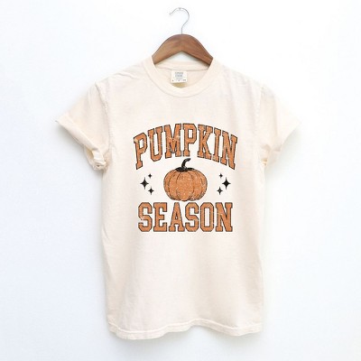 Simply Sage Market Women's Pumpkin Season Varsity Grunge Short Sleeve Garment Dyed Tee