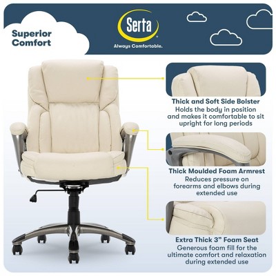 Beige High Back Leather Executive Swivel Office Chair
