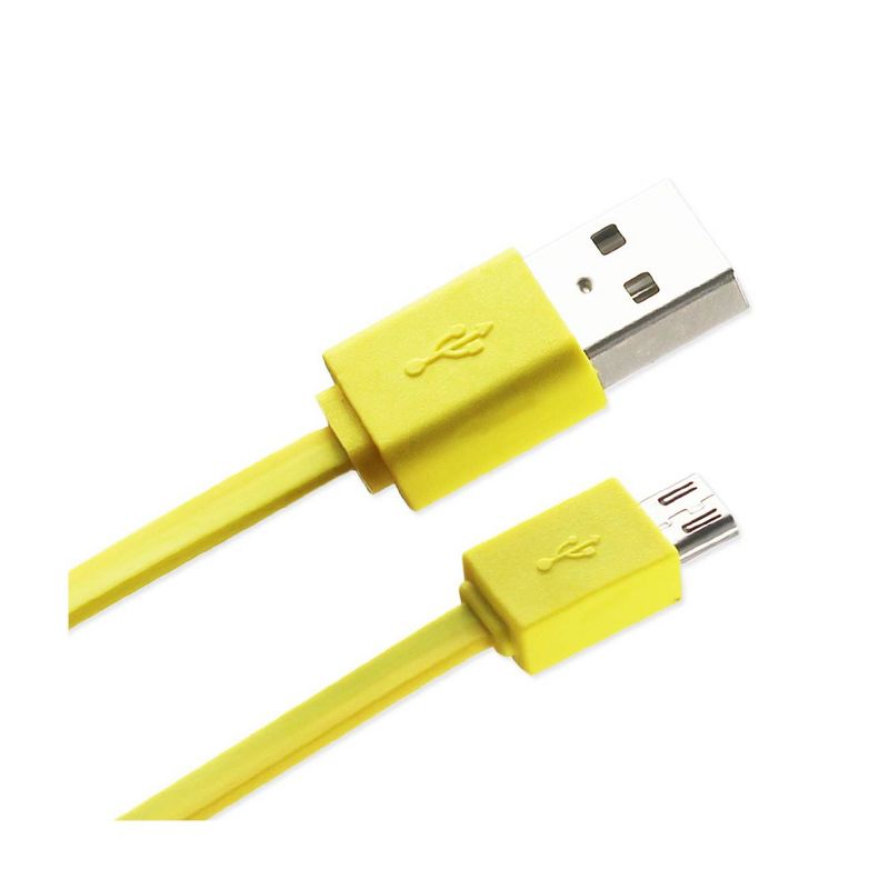 REIKO TANGLE FREE MICRO USB DATA CABLE 3.3FT IN - YELLOW, 2 of 4