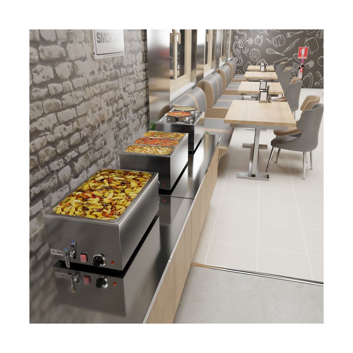 Koolmore 6 Qt. Three-Section Electric Countertop Food Warmer With Faucet - thumbnail 2