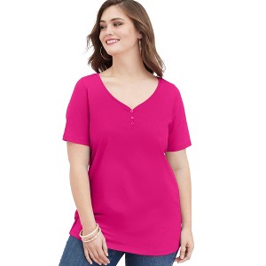 Roaman's Women's Plus Size Short Sleeve Sweetheart Ultimate Tee - 1 of 4