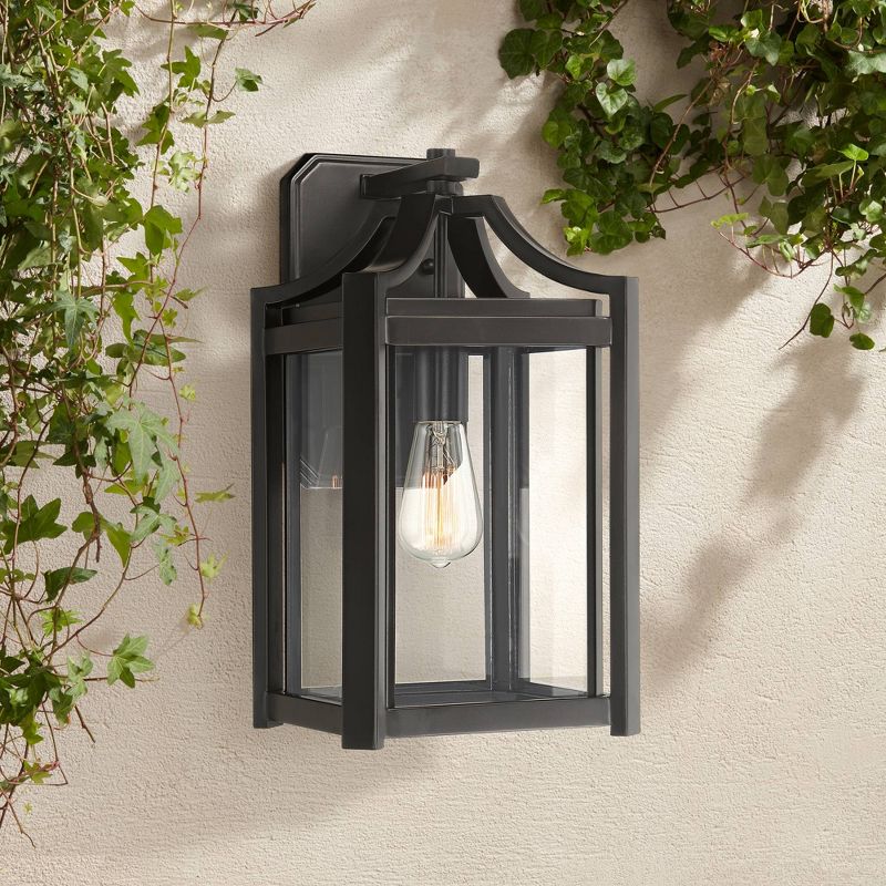Franklin Iron Works Rockford Rustic Farmhouse Outdoor Wall Light Fixture Black 16 1/4" Clear Beveled Glass for Post Exterior Barn Deck House Porch, 2 of 8