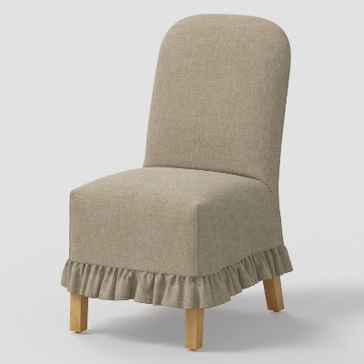 Replacement Ruffled Slipcover Only for Rounded Back Dining Chair in Performance Textured Weave Wheat - Threshold™