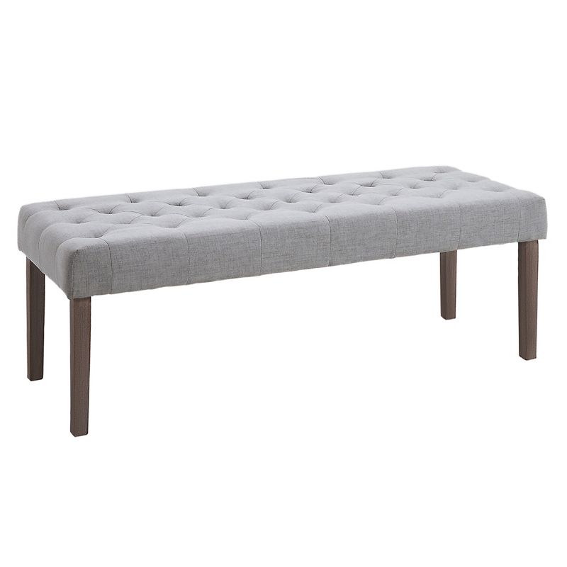 HOMCOM Simple Tufted Upholstered Ottoman Accent Bench with Soft Comfortable Cushion & Fashionable Modern Design, Gray, 1 of 9