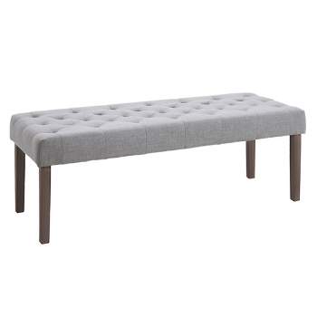 HOMCOM Simple Tufted Upholstered Ottoman Accent Bench with Soft Comfortable Cushion & Fashionable Modern Design, Gray