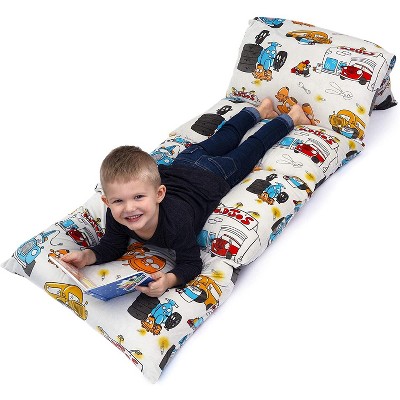 JumpOff Jo Kids Floor Lounger Soft Pillow Cover, For Playrooms, Travel, Napping and More, Pillows Not Included, Ages 3+, 26" x 88", Jo's Garage