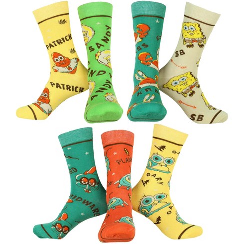 Nickelodeon Spongebob Squarepants Men's 7 Pack Casual Crew Socks ...
