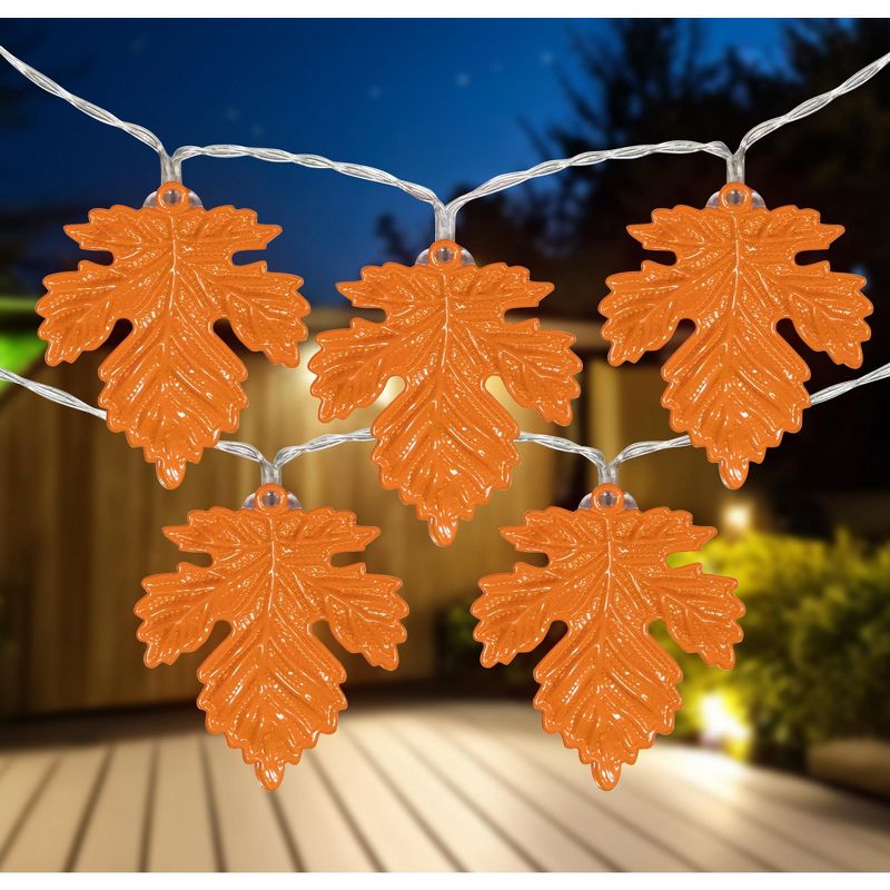 Northlight 10-Count Orange LED Fall Harvest Maple Leaf Fairy Lights, 5.5ft, Copper Wire, 2 of 7