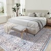 Fulvari Washable Taupe Vintage Traditional Mat Distressed Indoor Foldable Thin Rug Retro Accent Floral Non Slip Carpet - 2 of 4