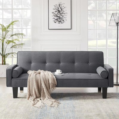 NicBex 71.65 Inch Button Tufted Convertible Sofa Bed with 2 Arm Pillows for Living Room,Apartment,Bedroom