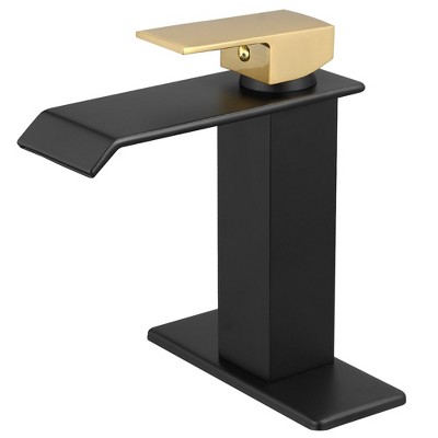 BWE Waterfall Single Hole Single-Handle Low-Arc Bathroom Faucet With Supply Line