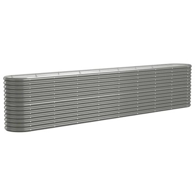 vidaXL Powder-Coated Steel Garden Raised Bed - Sturdy, Weather-Resistant Planter for Outdoor Use - Gray, Oval Shape, 130.7"x15.7"x26.8"