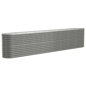 vidaXL Powder-Coated Steel Garden Raised Bed - Sturdy, Weather-Resistant Planter for Outdoor Use - Gray, Oval Shape, 130.7"x15.7"x26.8" - 1 of 4