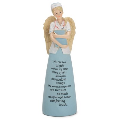 Dicksons Nurses are Angels Without Wings Blue 6 Inch Resin Tabletop Angel Figurine