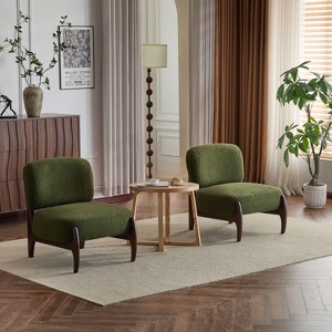 Christopher Knight Home Pawel Modern Rubberwood Boucle Upholstered Accent Chair (Set of 2) - 1 of 4