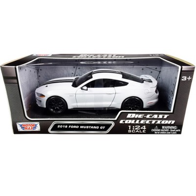 2018 Ford Mustang GT 5.0 White with Black Stripes 1/24 Diecast Model Car by Motormax