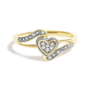 10K Yellow Gold Diamond Accent Filigree Heart Promise Ring - 1 of 4