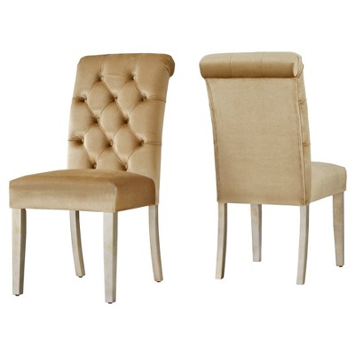Set of 2 Grammercy Velvet Button Tufted Dining Chair - Gold - Inspire Q