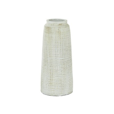 Coastal Charm 17" White Ceramic Textured Vase
