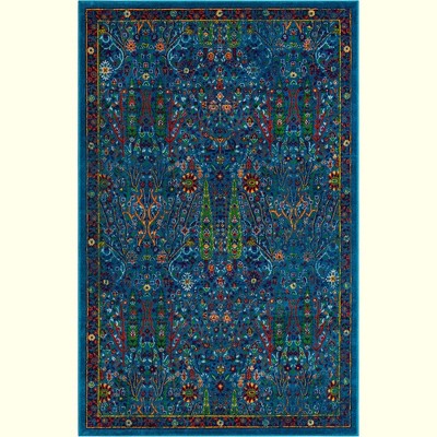 Navy Blue Abstract Rectangular Synthetic Area Rug