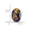 Black Bow Jewelry Dark Blue w/Gold Foil Ceramic & Sterling Silver Bead Charm, 14mm - 4 of 4