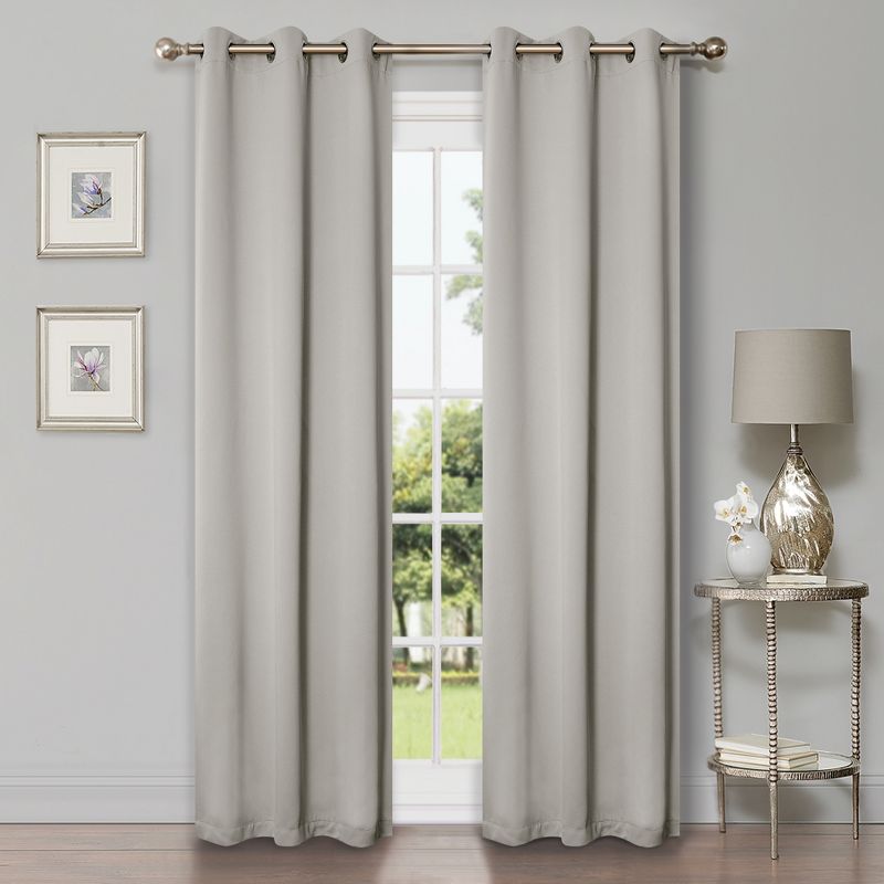 Classic Modern Solid Room Darkening Semi-Blackout Curtains, Set of 2 by Blue Nile Mills, 1 of 7