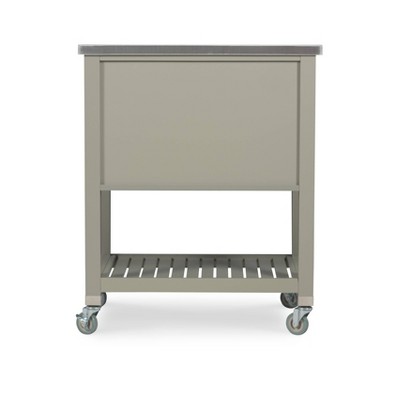 Gray Stainless Steel Top Kitchen Cart with Storage Drawers