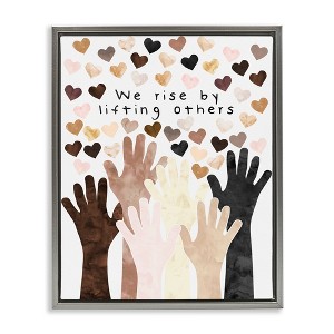 Stupell Industries We Rise by Lifting Others Quote Hands Hearts Floating Frame Canvas Art - 1 of 4