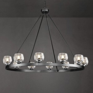CityFurn 12-Light 48'' W Modern Large Wagon Wheel Chandelier with Clear Glass - 1 of 4