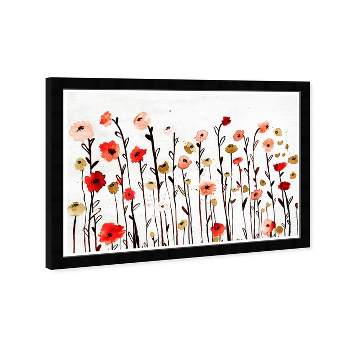 19" x 13" Beautiful Growth Poppy Floral and Botanical Framed Wall Art White/Red - Wynwood Studio
