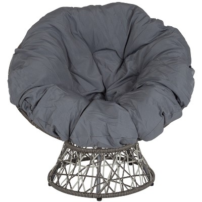Silver Wicker and Rattan 360 Swivel Papasan Patio Chair